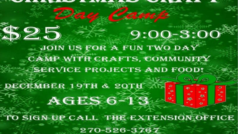 Flyer with details about 4-H Christmas Craft Camp